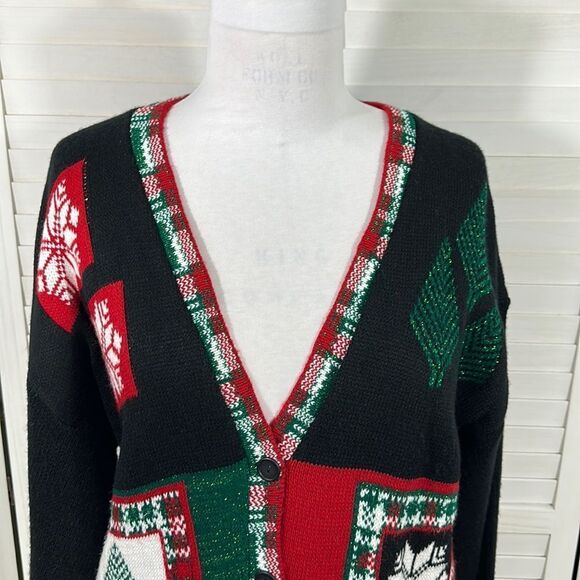 Christmas Sweater Cardigan Large Oversized Holiday Long - Picture 4 of 15